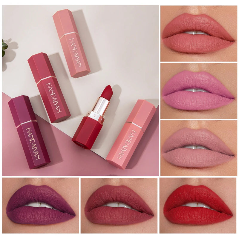 HANDAIYAN 6 Shades Matte Matte Lipstick Velvet Easy Tinting Long-Wear