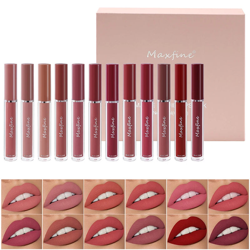 Matte Lip Gloss Set 6 Color Lipstick Smooth And Lasting Display Lip