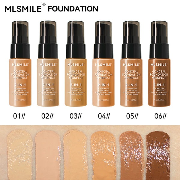 MLSMILE 6 color Powder Foundation long-Lasting Waterproof, Moisturing