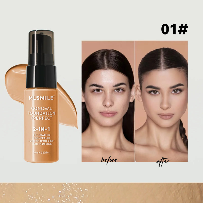 MLSMILE 6 color Powder Foundation long-Lasting Waterproof, Moisturing