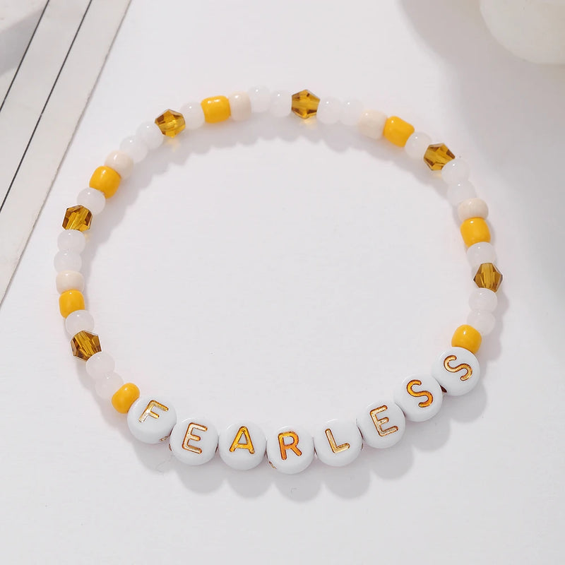 Trendy Taylor Swift Concert Fan Bracelet Crystal Opal Beaded Alphabet