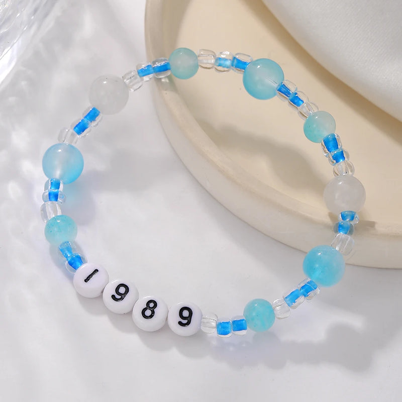 Trendy Taylor Swift Concert Fan Bracelet Crystal Opal Beaded Alphabet