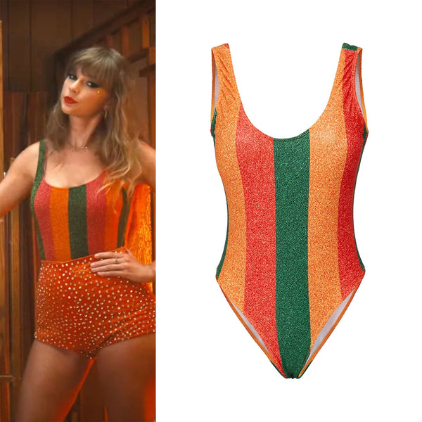 Taylor Anti Hero Cosplay Costume Color Stripes Jumpsuit Women Bodysuit