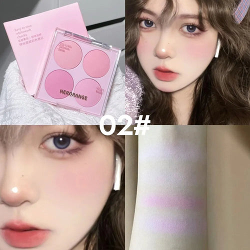 4 Colors Blush Powder Face Makeup Set Mixed Sweet Warm Colors Matte