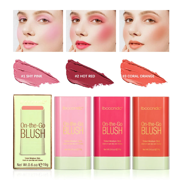 Tinted Mositure Blush Stick Face Pink Cream Cheek Blusher Cosmetics 3
