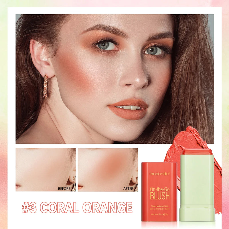 Tinted Mositure Blush Stick Face Pink Cream Cheek Blusher Cosmetics 3