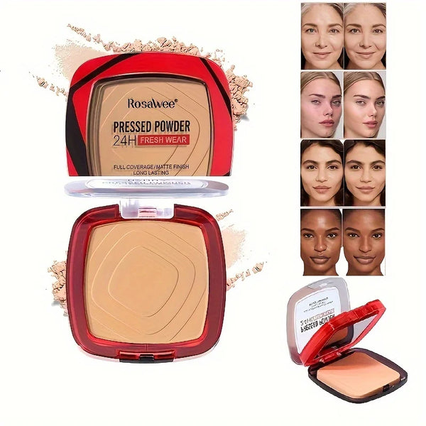 Matte Full Coverage Pressed Powder Foundation With Puff Applicator,