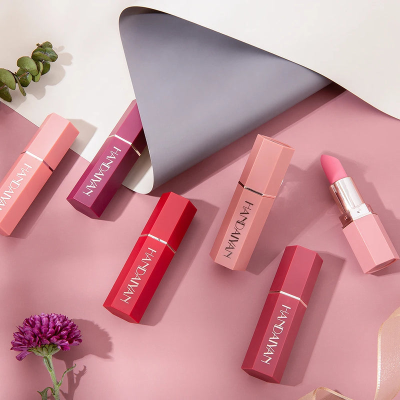 HANDAIYAN 6 Shades Matte Matte Lipstick Velvet Easy Tinting Long-Wear