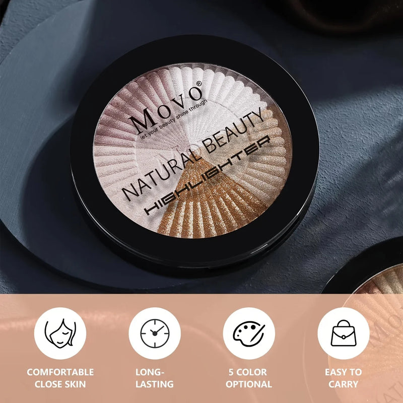 5 Colors Highlighter Powder Makeup Palette, Shimmer Glitter