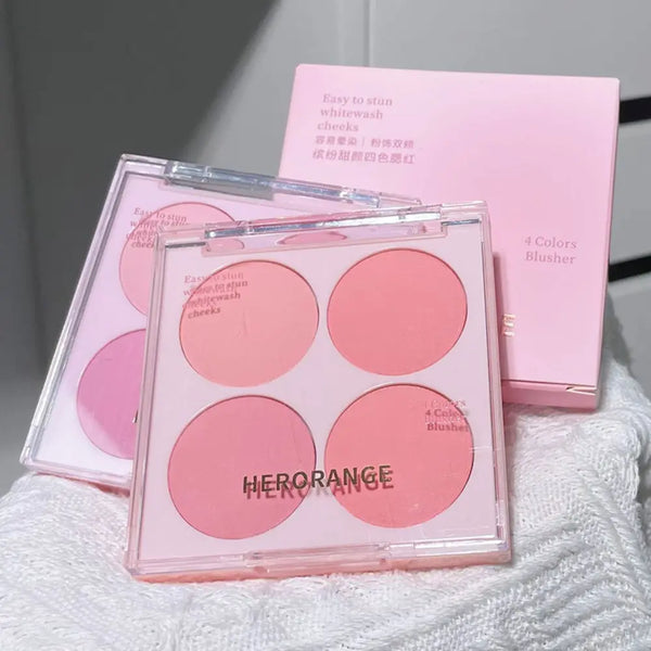 4 Colors Blush Powder Face Makeup Set Mixed Sweet Warm Colors Matte