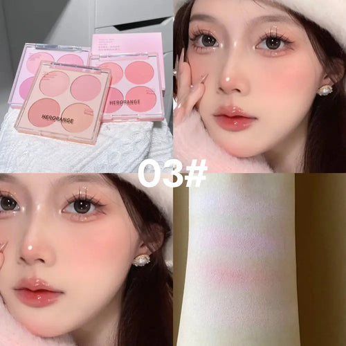 4 Colors Blush Powder Face Makeup Set Mixed Sweet Warm Colors Matte