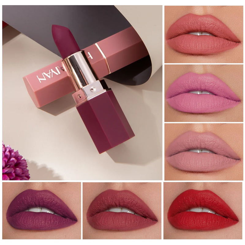 HANDAIYAN 6 Shades Matte Matte Lipstick Velvet Easy Tinting Long-Wear