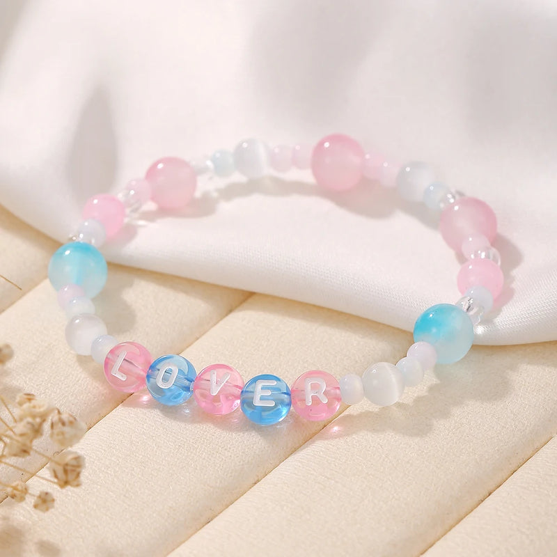 Trendy Taylor Swift Concert Fan Bracelet Crystal Opal Beaded Alphabet