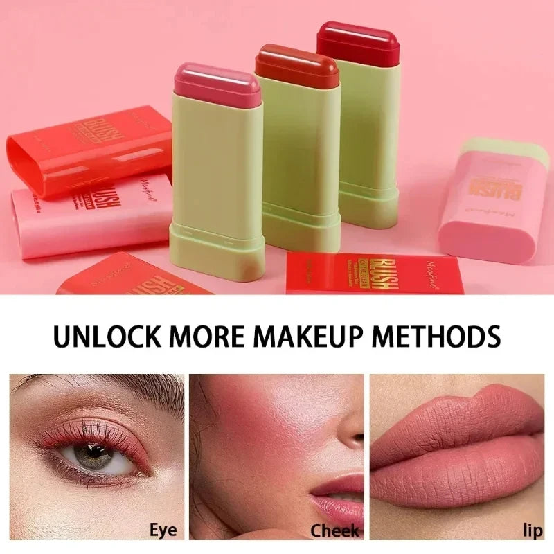 Cheek 3-in-1 Lip Tinted Moistured Blush Stick Silky Brighten Blush