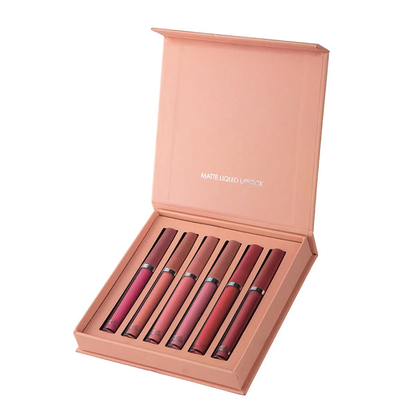 Matte Lip Gloss Set 6 Color Lipstick Smooth And Lasting Display Lip