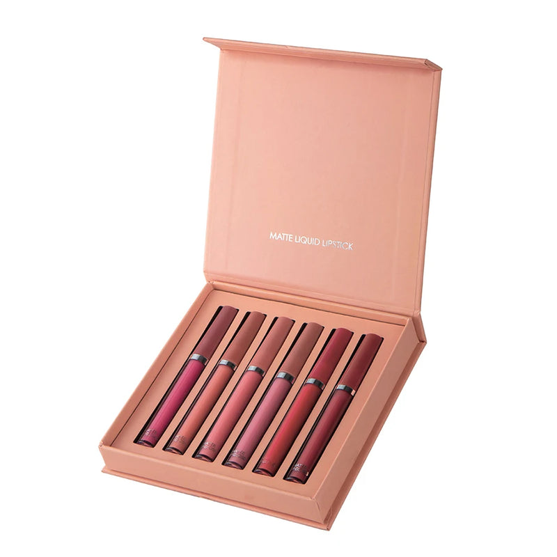 Matte Lip Gloss Set 6 Color Lipstick Smooth And Lasting Display Lip
