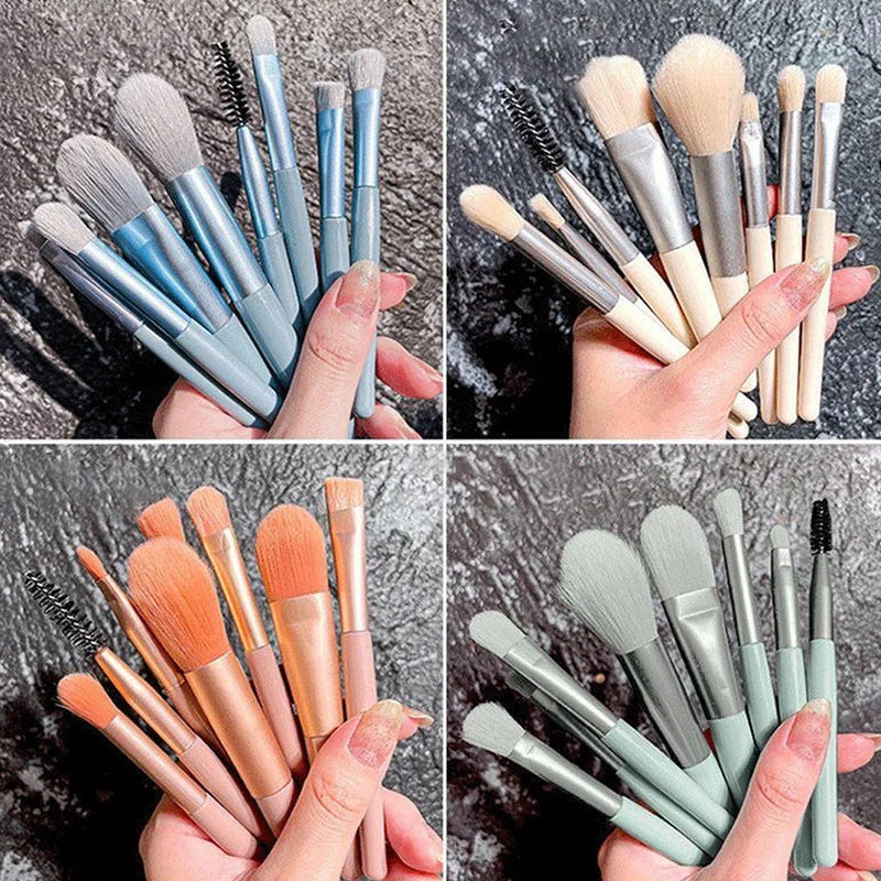 New 8Pcs Makeup Brush Set Makeup Concealer Brush Blush Loose Powder