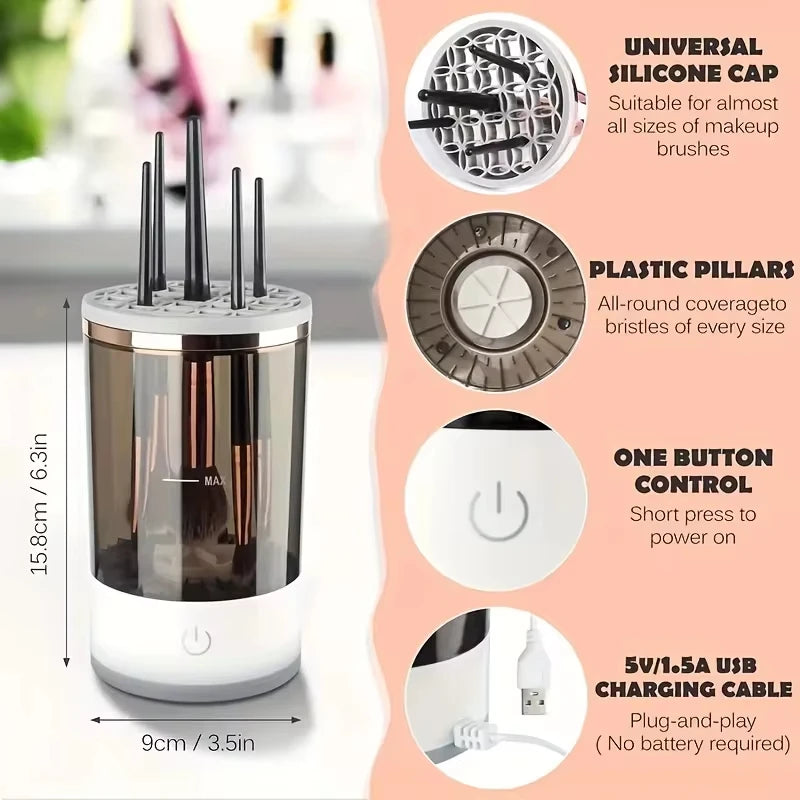 3 In 1 Electric Makeup Brush Cleaner  USB Plug Portable Eyeshadow