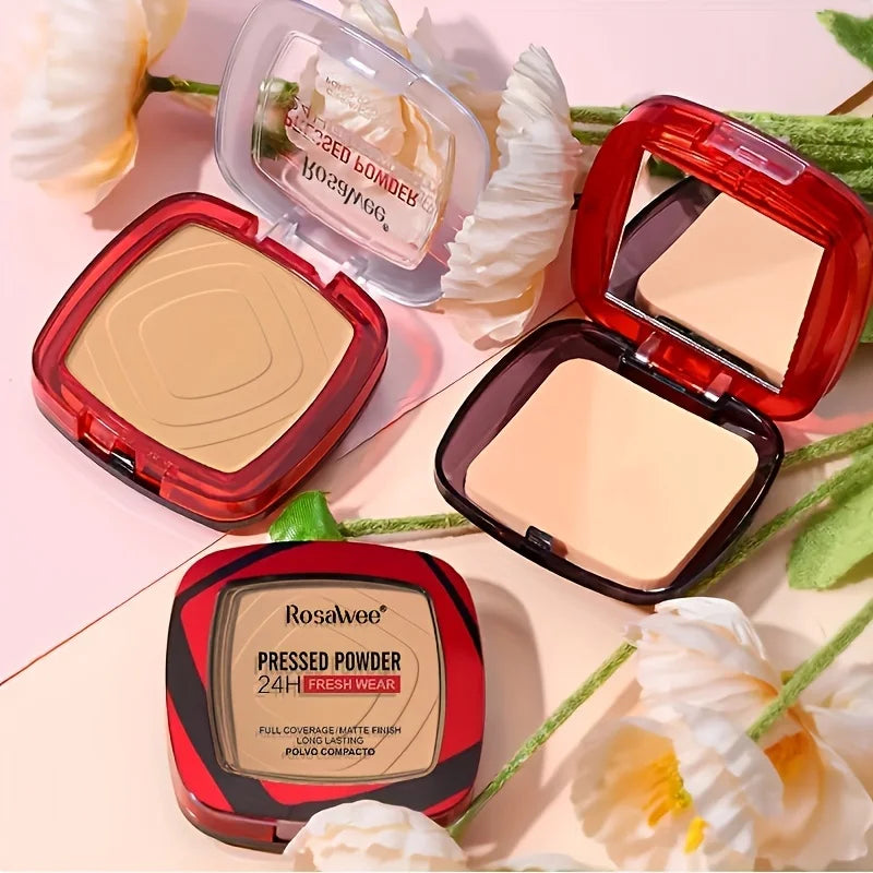 Matte Full Coverage Pressed Powder Foundation With Puff Applicator,