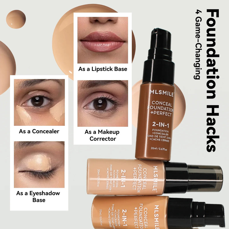 MLSMILE 6 color Powder Foundation long-Lasting Waterproof, Moisturing
