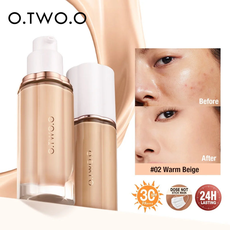 O.TWO.O Liquid Foundation Cream for Face 30ml High Coverage Makeup