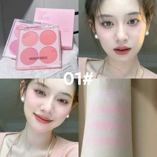 4 Colors Blush Powder Face Makeup Set Mixed Sweet Warm Colors Matte