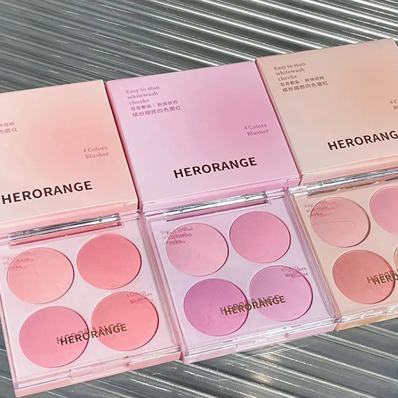 4 Colors Blush Powder Face Makeup Set Mixed Sweet Warm Colors Matte