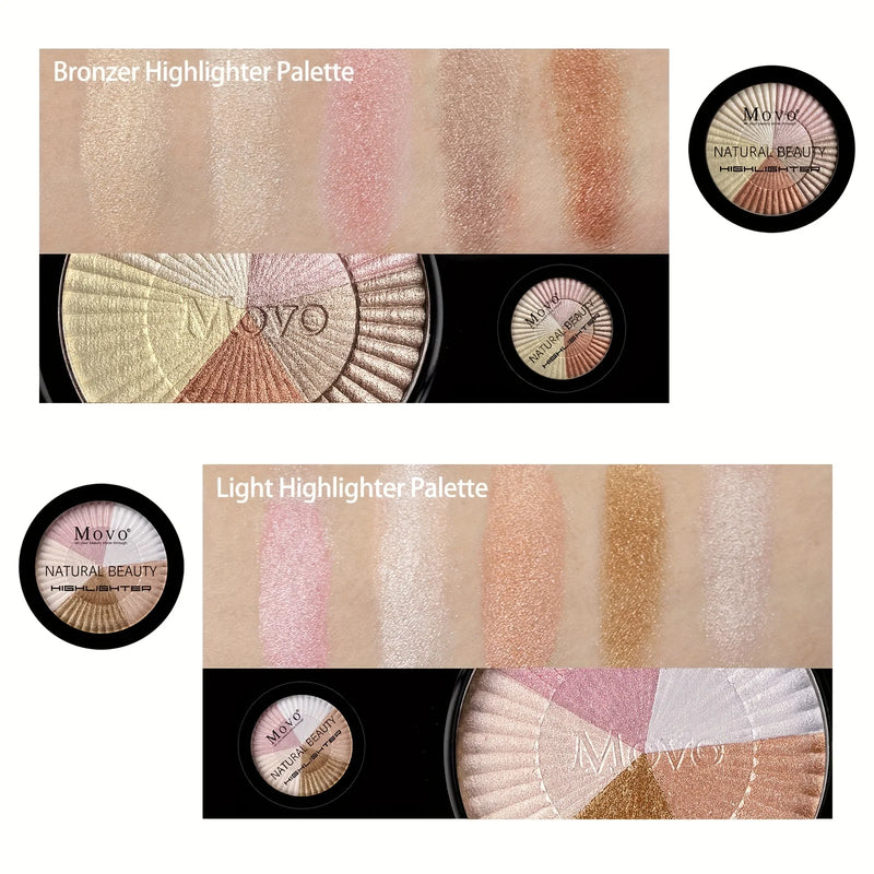 5 Colors Highlighter Powder Makeup Palette, Shimmer Glitter