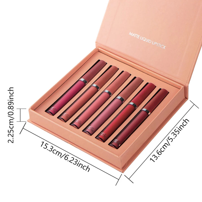 Matte Lip Gloss Set 6 Color Lipstick Smooth And Lasting Display Lip